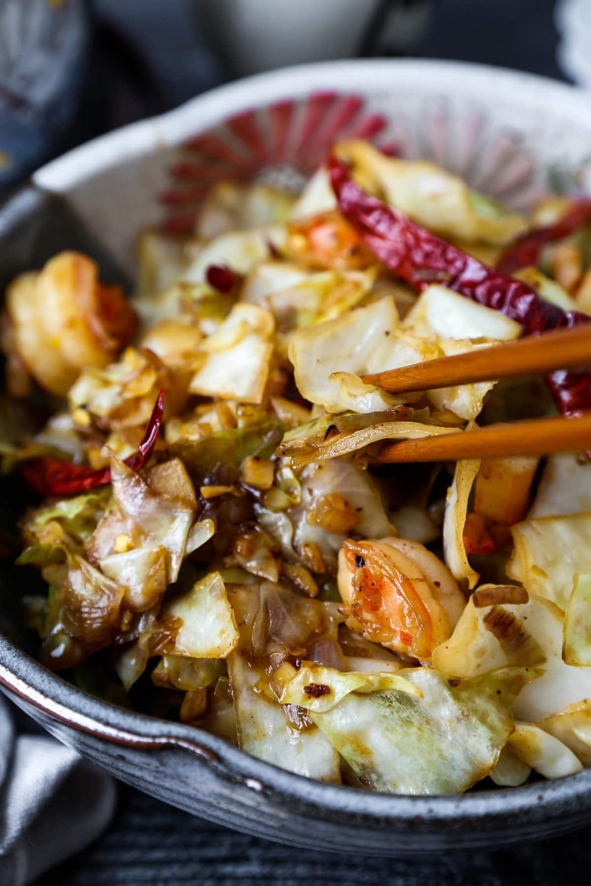 Cabbage stir fry with shrimp