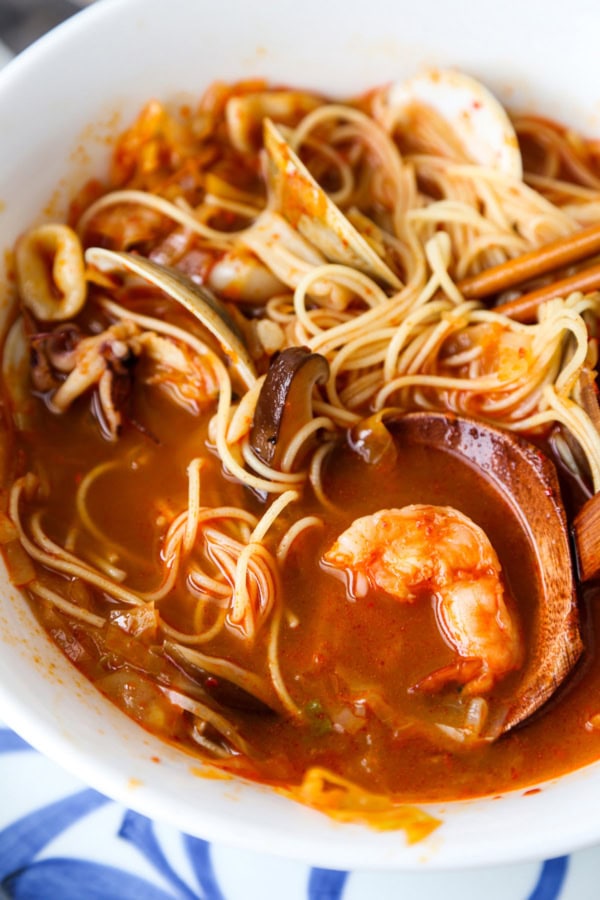 Jjamppong Korean Spicy Seafood Noodle Soup Pickled Plum