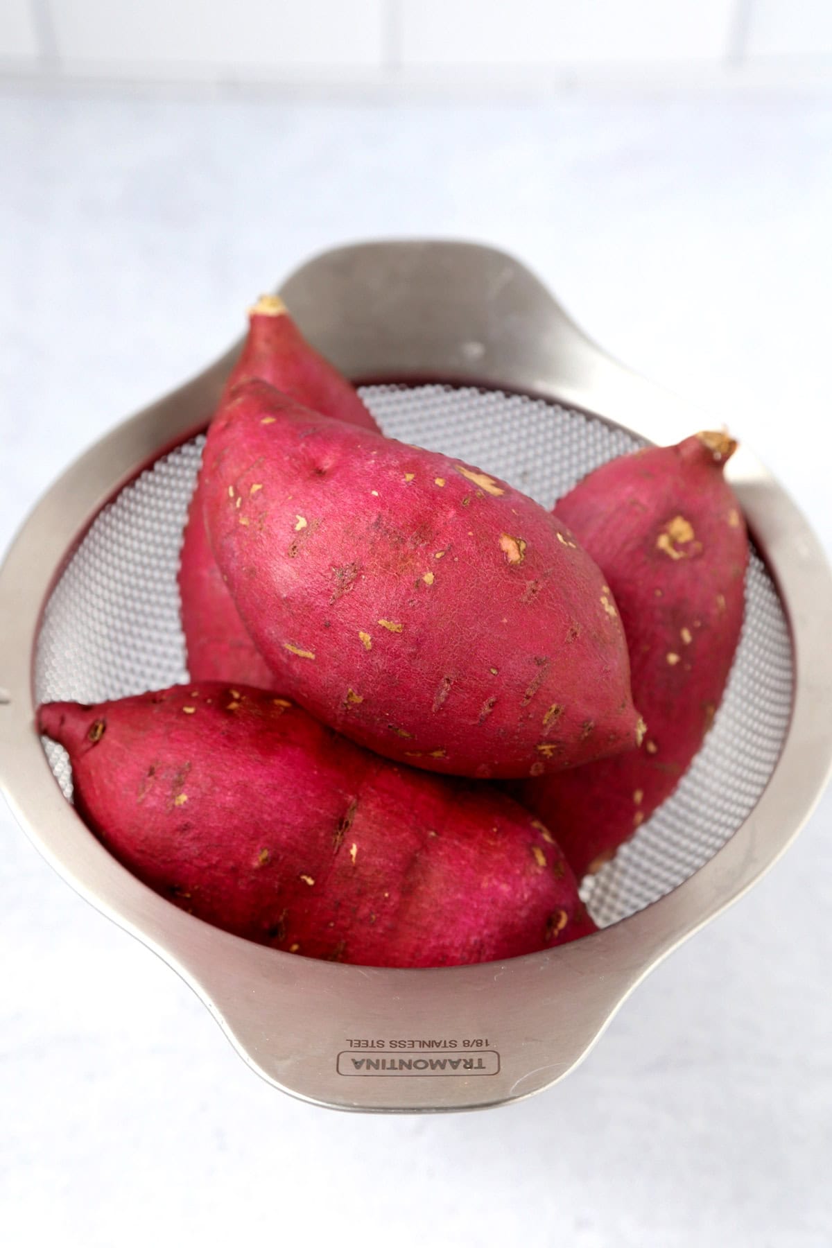 Japanese sweet potatoes scrubbed