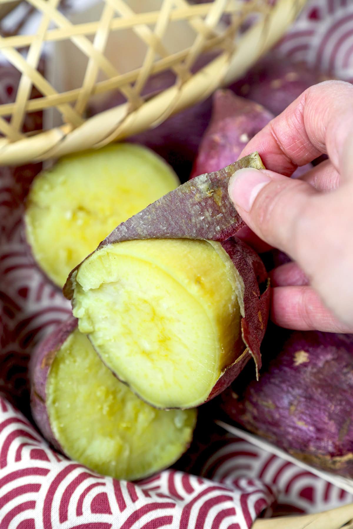 peeled Japanese sweet potato