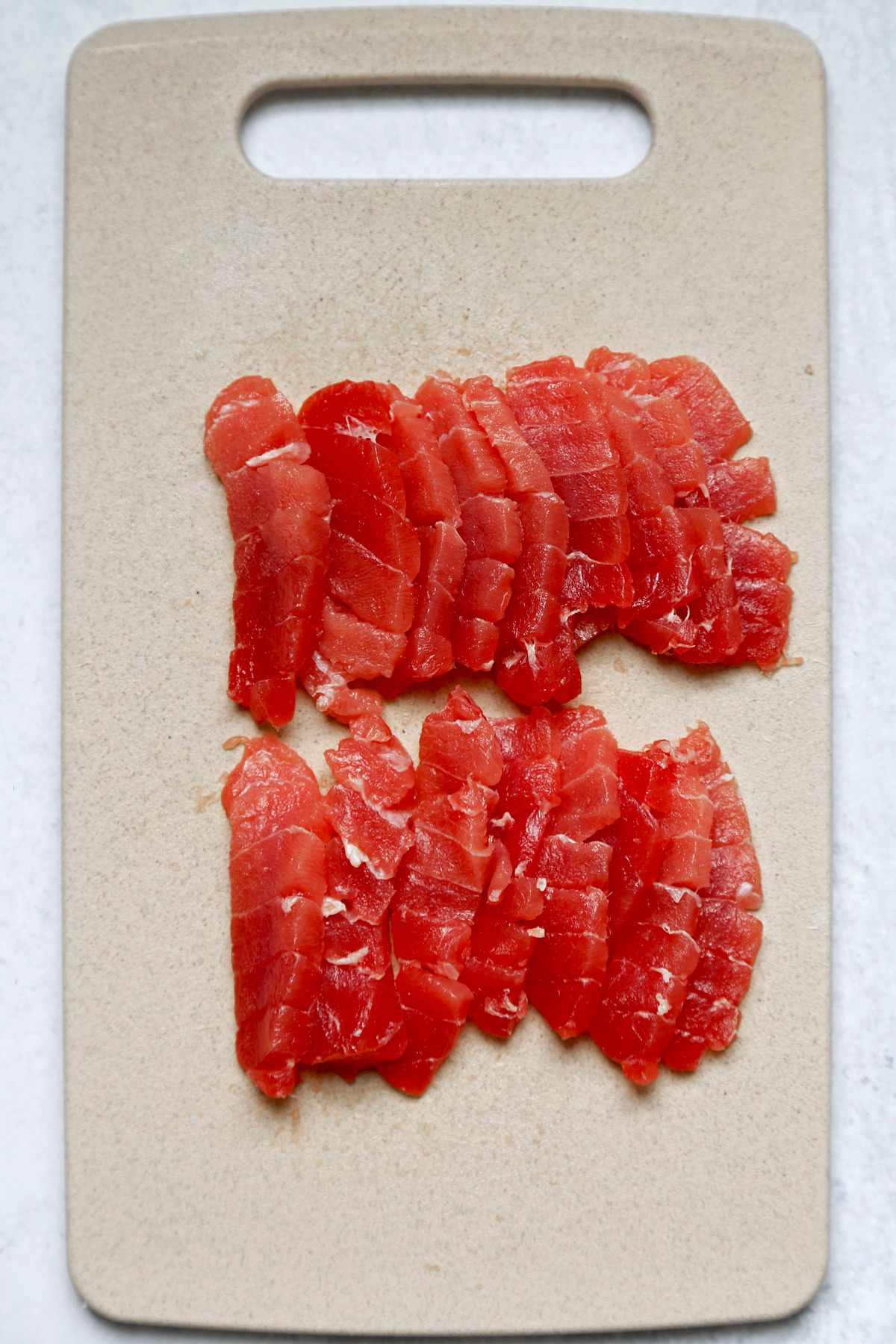 Sliced sushi grade tuna