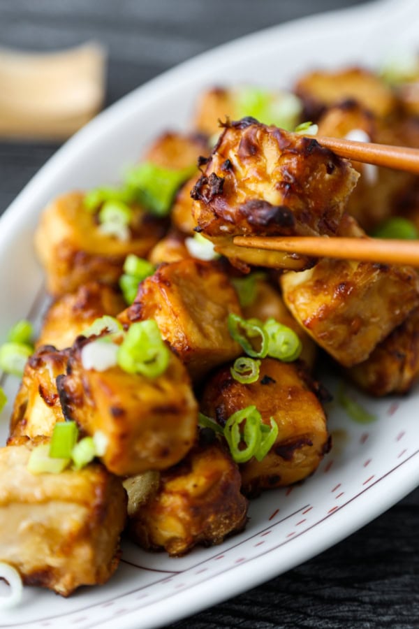 Air Fryer Tofu with Teriyaki Sauce Pickled Plum