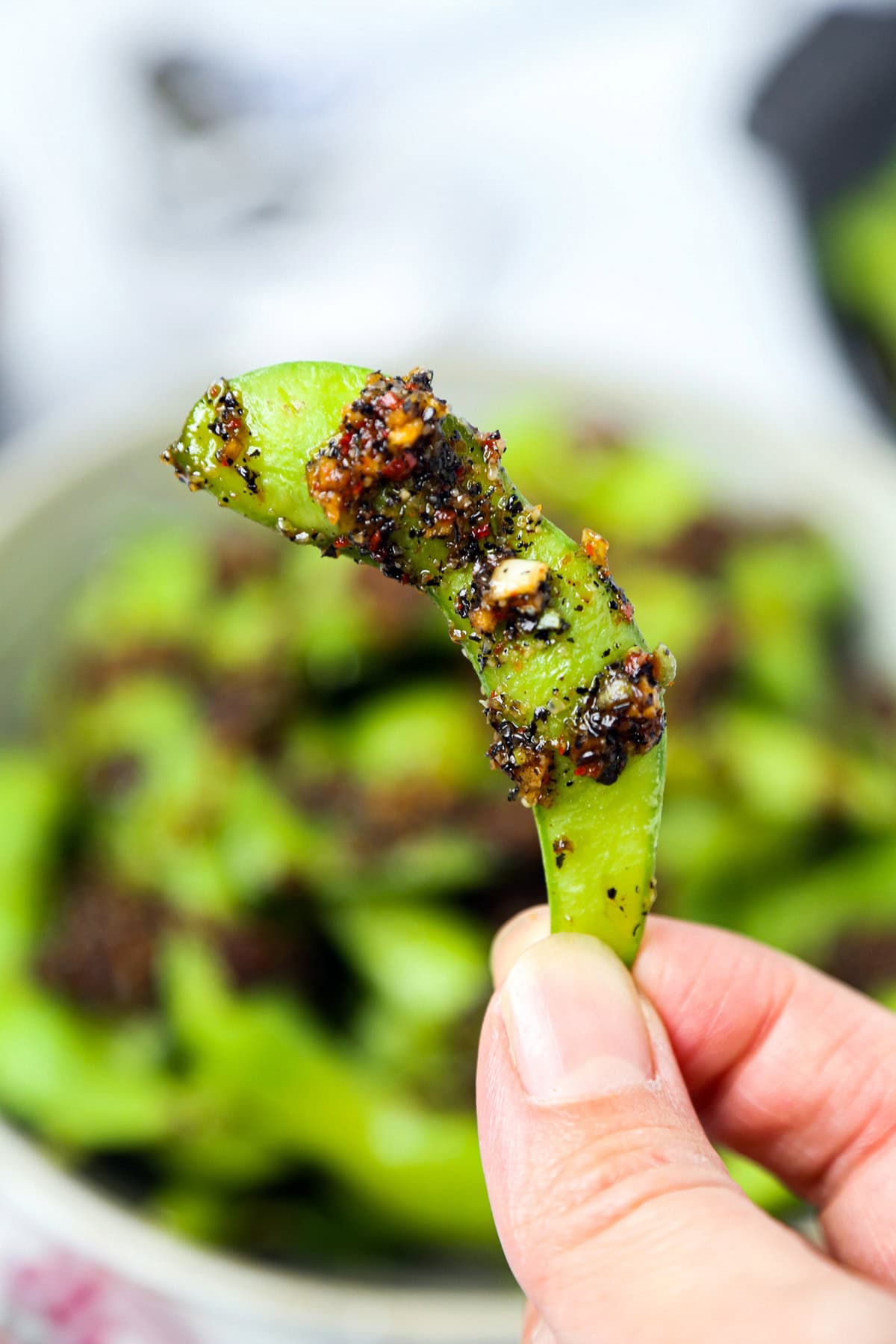 soybean pod With Spicy Garlic Sauce