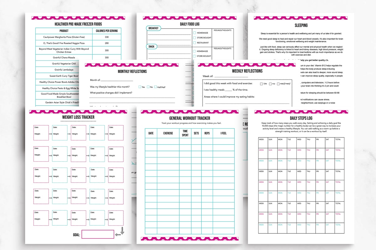 Healthy Living Printable Planner Template Pages
