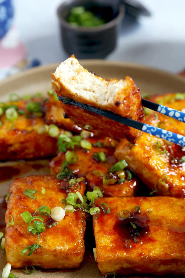 Easy Pan Fried Tofu With Gochujang Sauce Pickled Plum