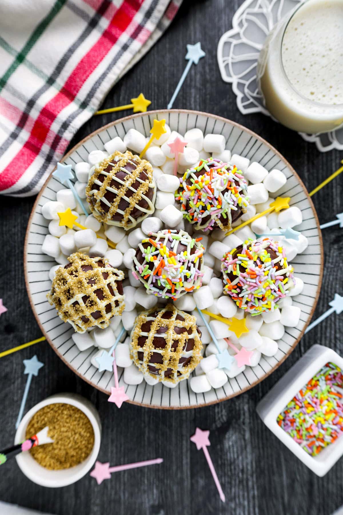 hot chocolate bombs on a plate