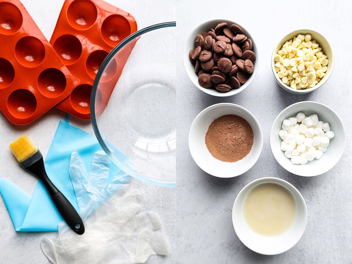 Ingredients for hot chocolate bombs