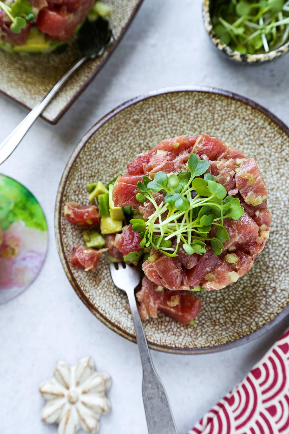 tuna tartare with avocado and cucumber