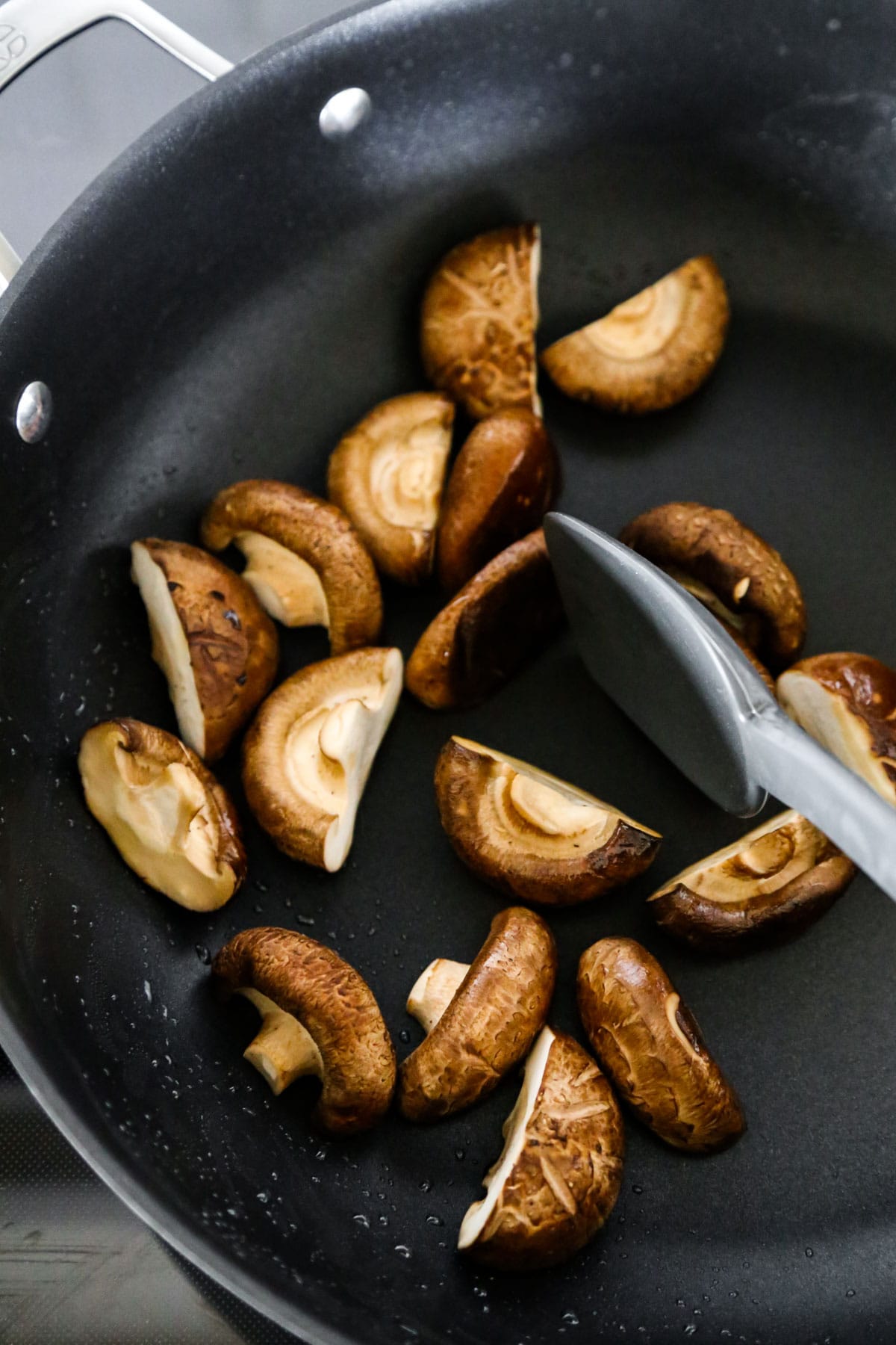 shiitake mushrooms in skillet