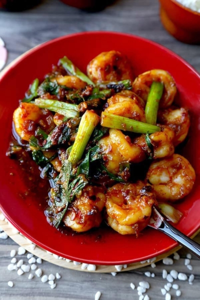 garlic shrimp with chili crisp