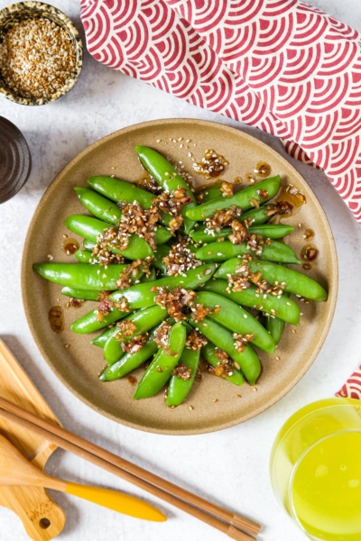 Sugar Snap Peas with Sesame Dressing