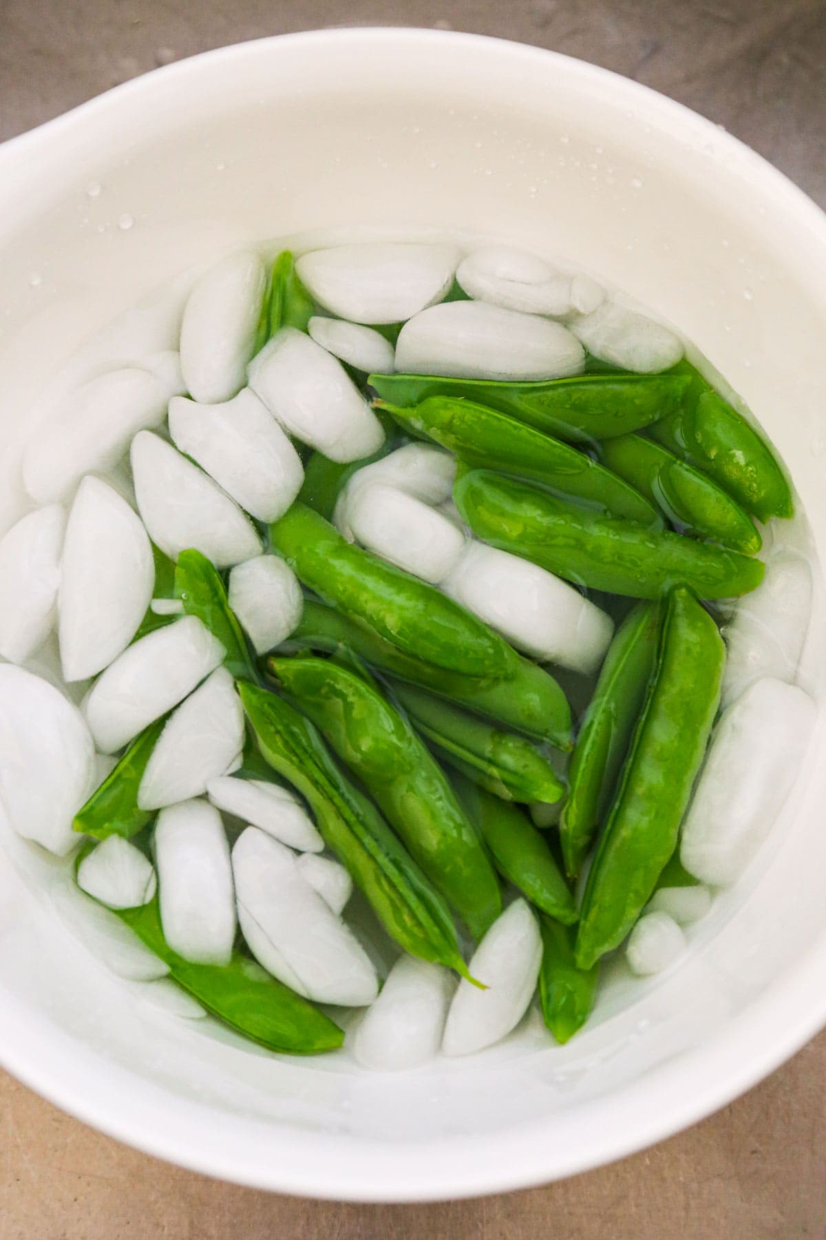 sugar snap peas ice bath