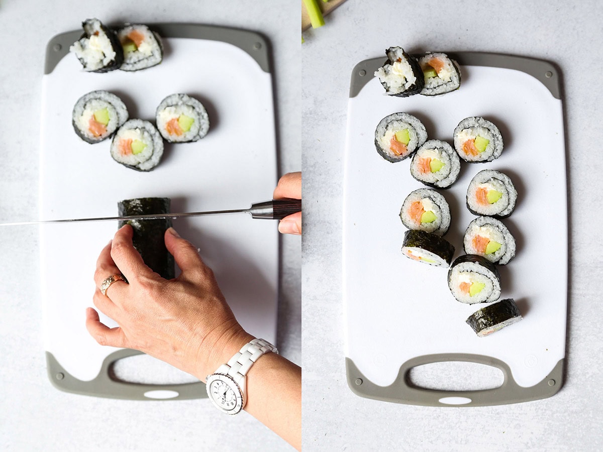 how to cut maki rolls