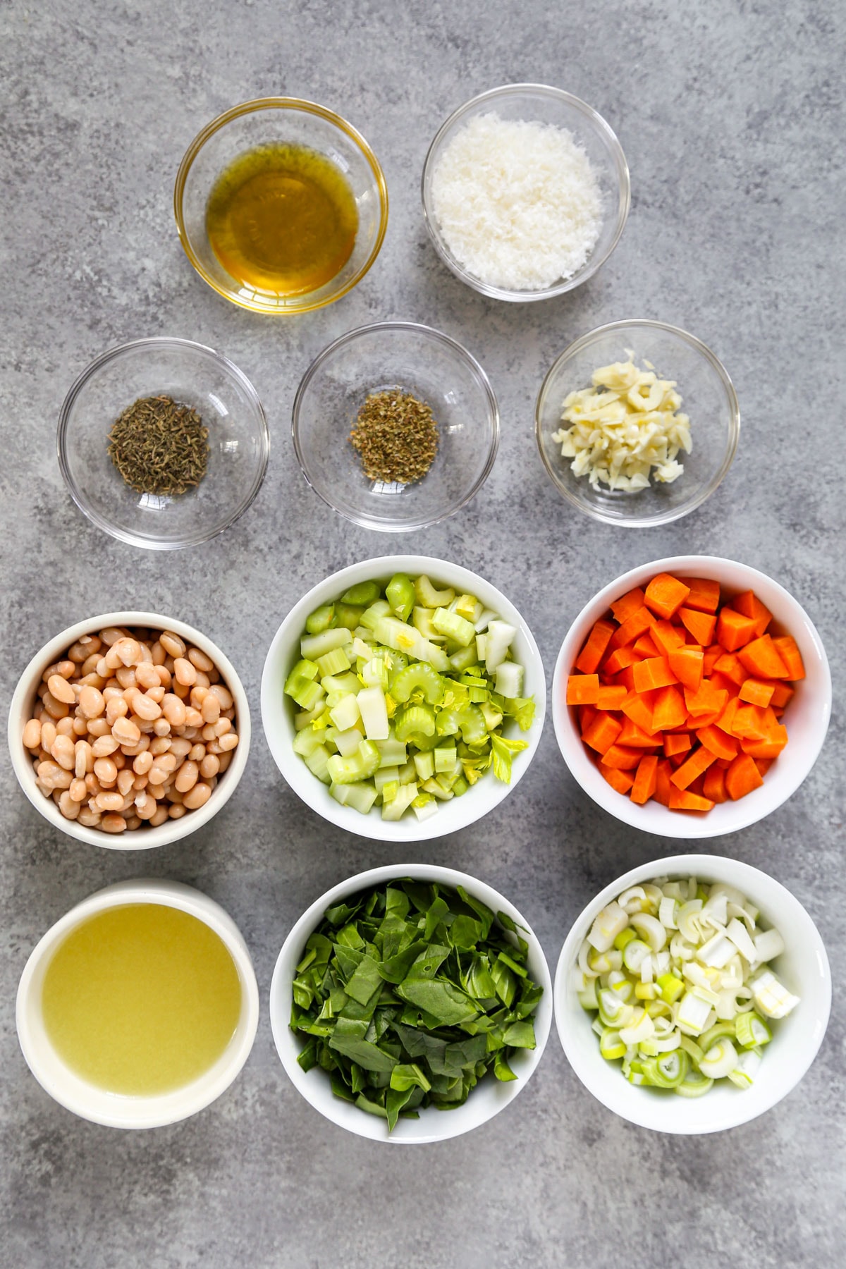 ingredients for tuscan white bean soup