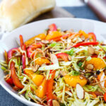 Asian Slaw - chopped cabbage with red peppers - one of the best asian salad recipes