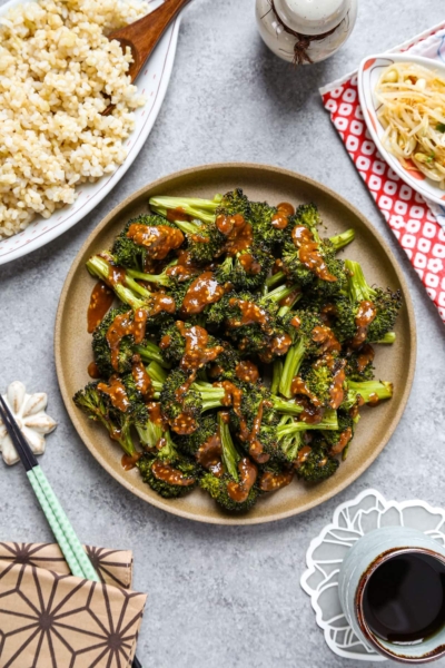 Roasted broccoli with miso sauce