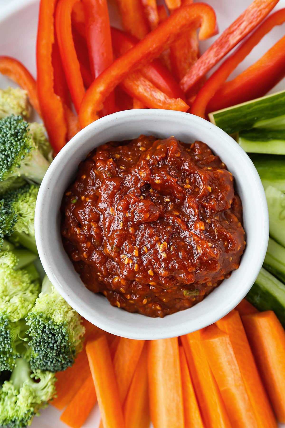 Vegetable platter with Korean dipping sauce