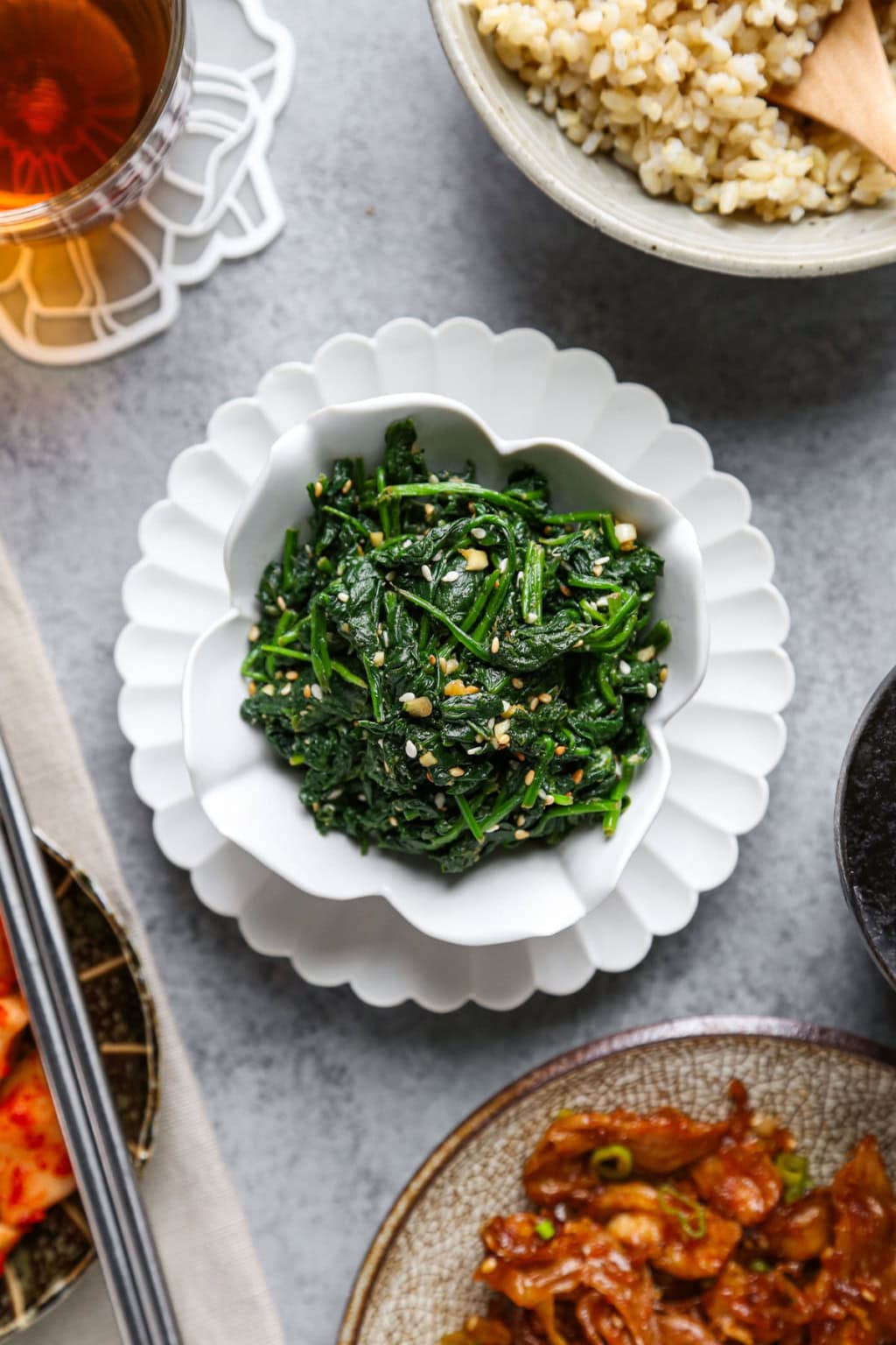 Korean Spinach Side Dish (Sigeumchi Namul) | Pickled Plum