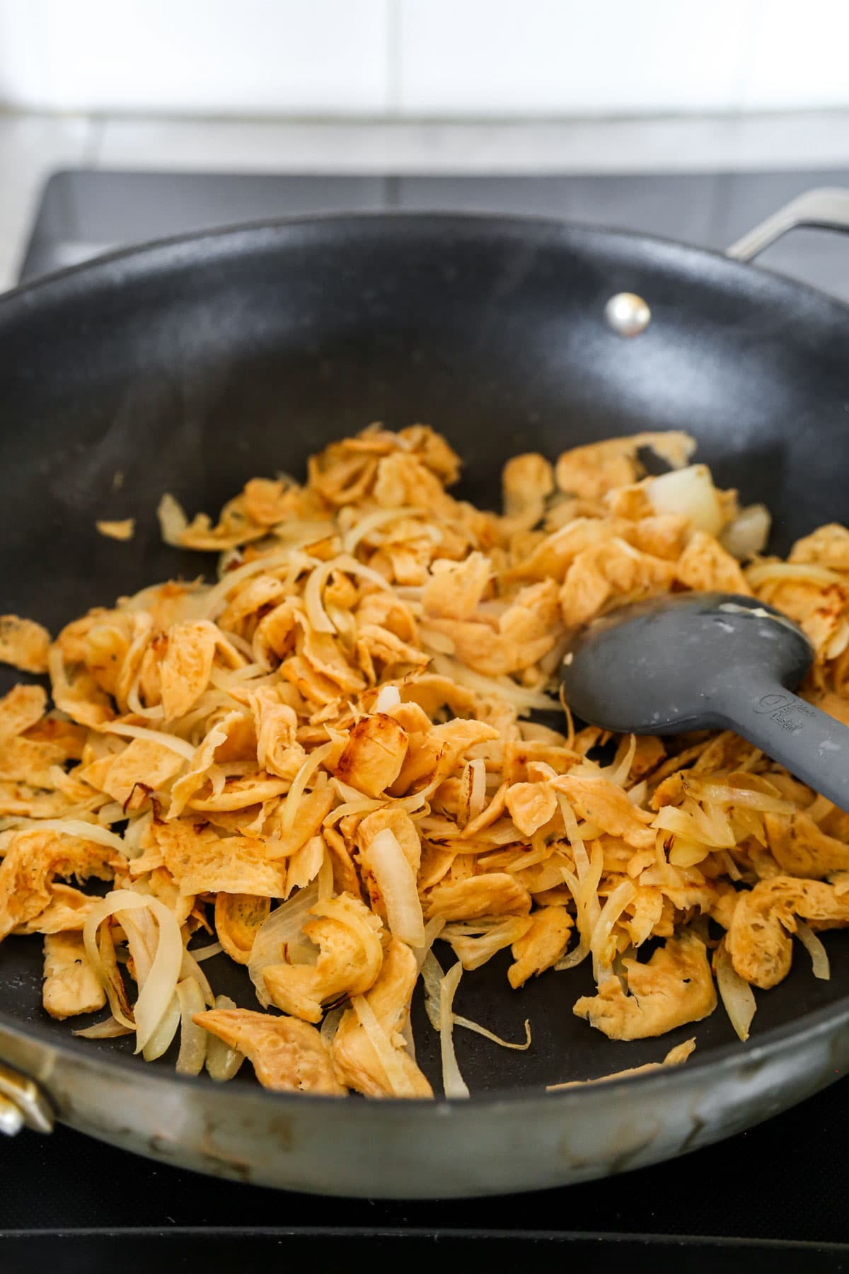 onions and soy curls