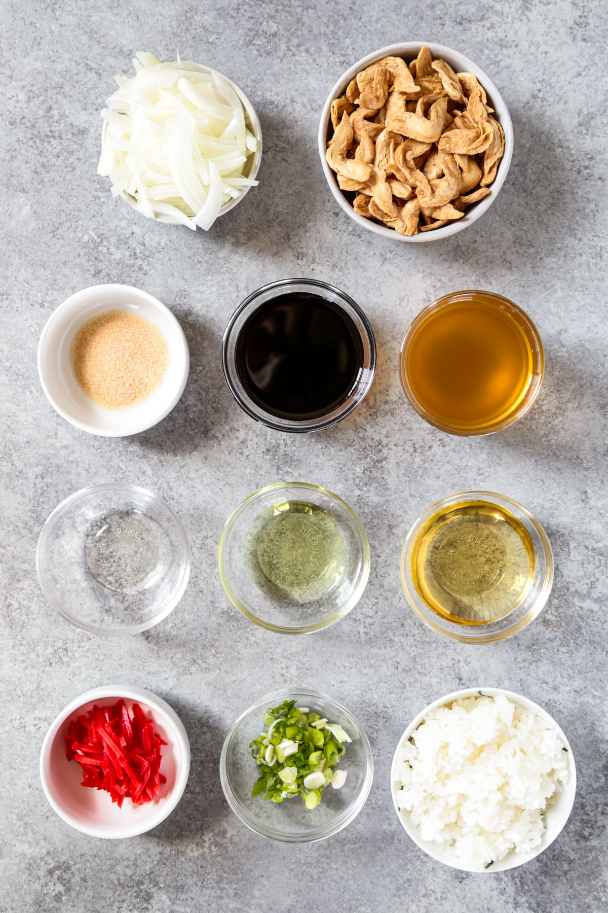 ingredients for vegan beef bowl