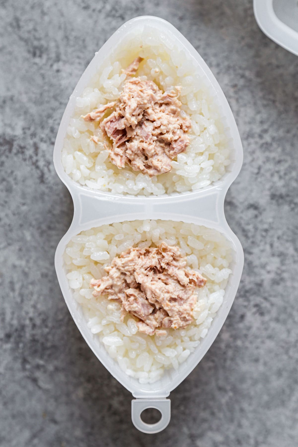 onigiri mold with rice and tuna