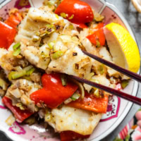 Fish, leek and pepper stir fry