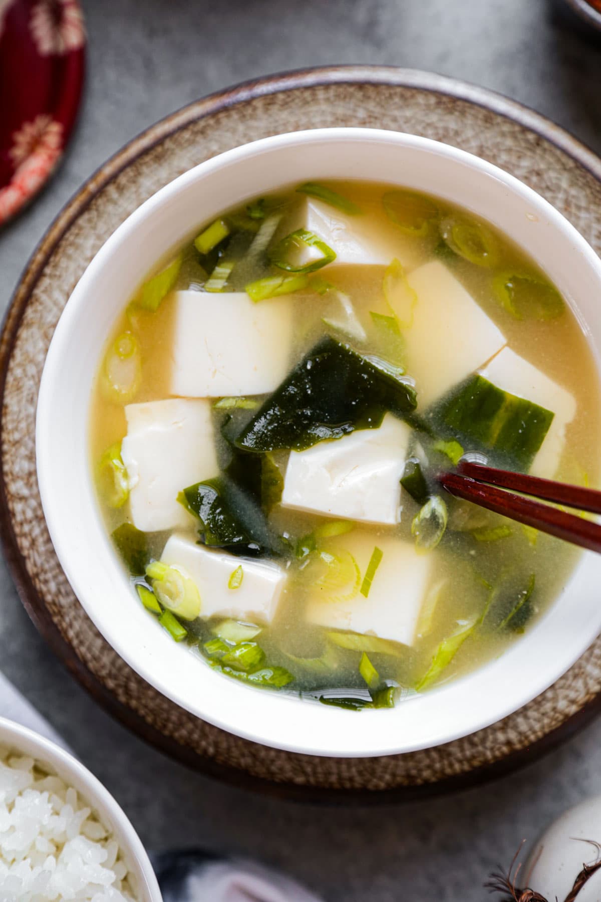 Traditional miso soup (tofu and wakame)