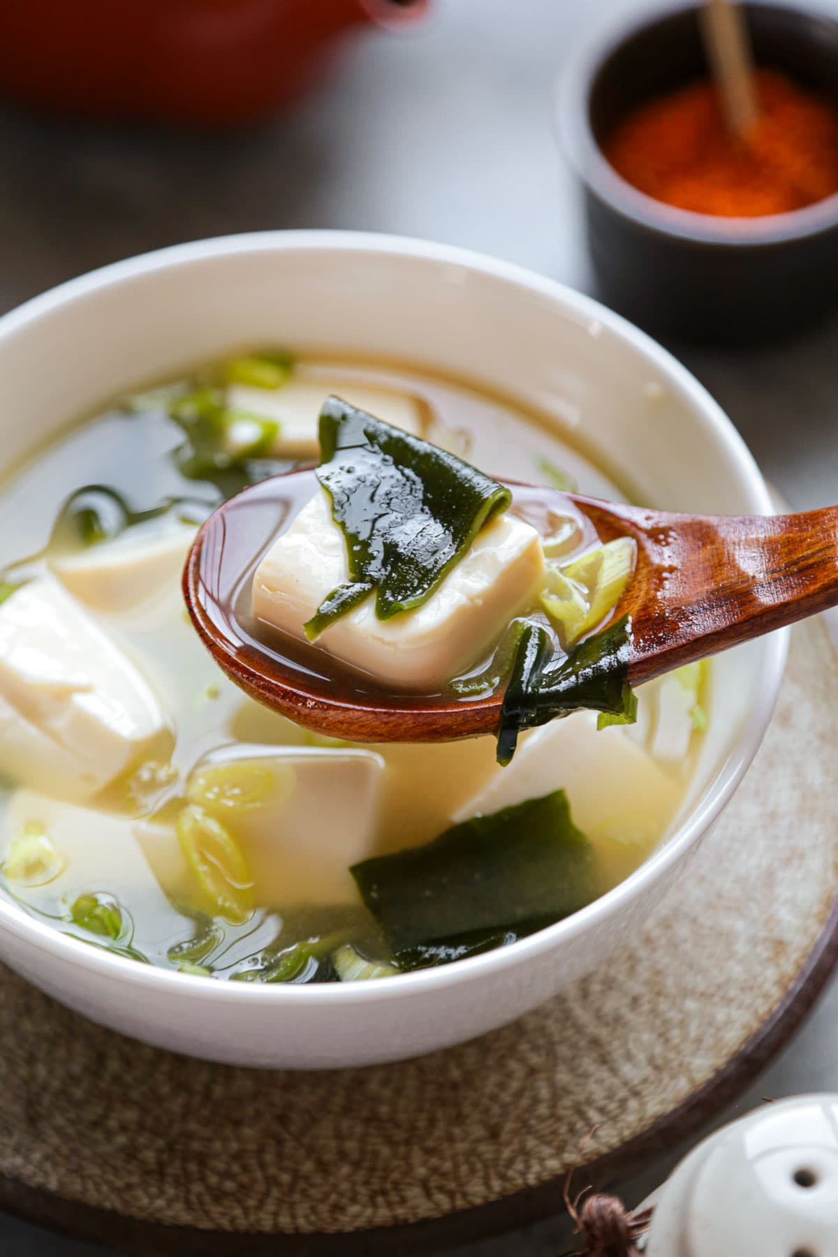 Traditional miso soup (tofu and wakame)