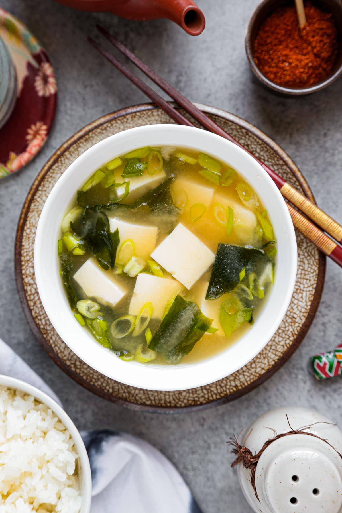 Traditional miso soup (tofu and wakame)