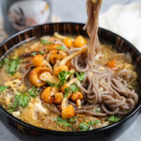 Soba Ankake With Mushroom, Yuba And Egg