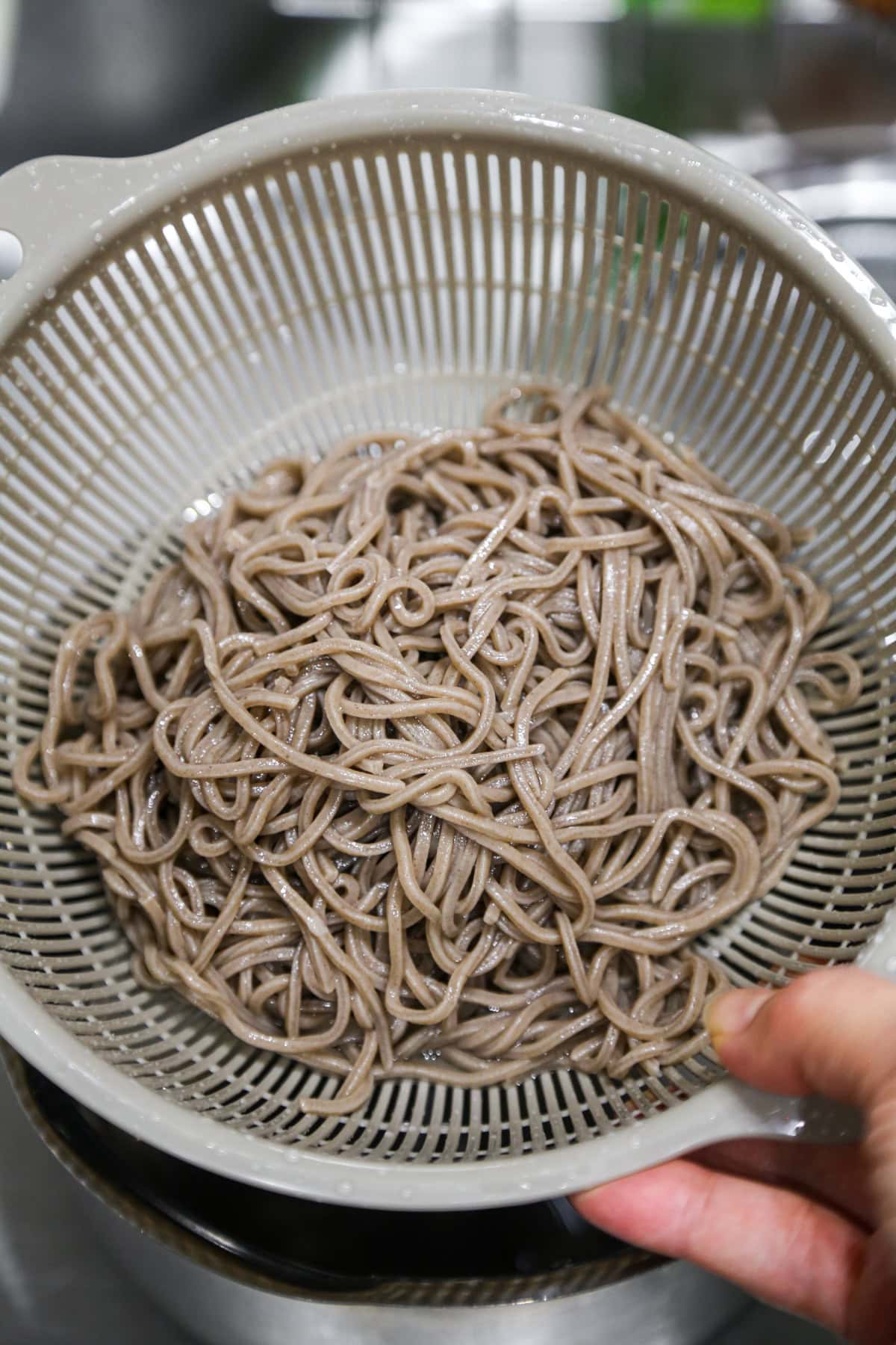 cooked soba noodles