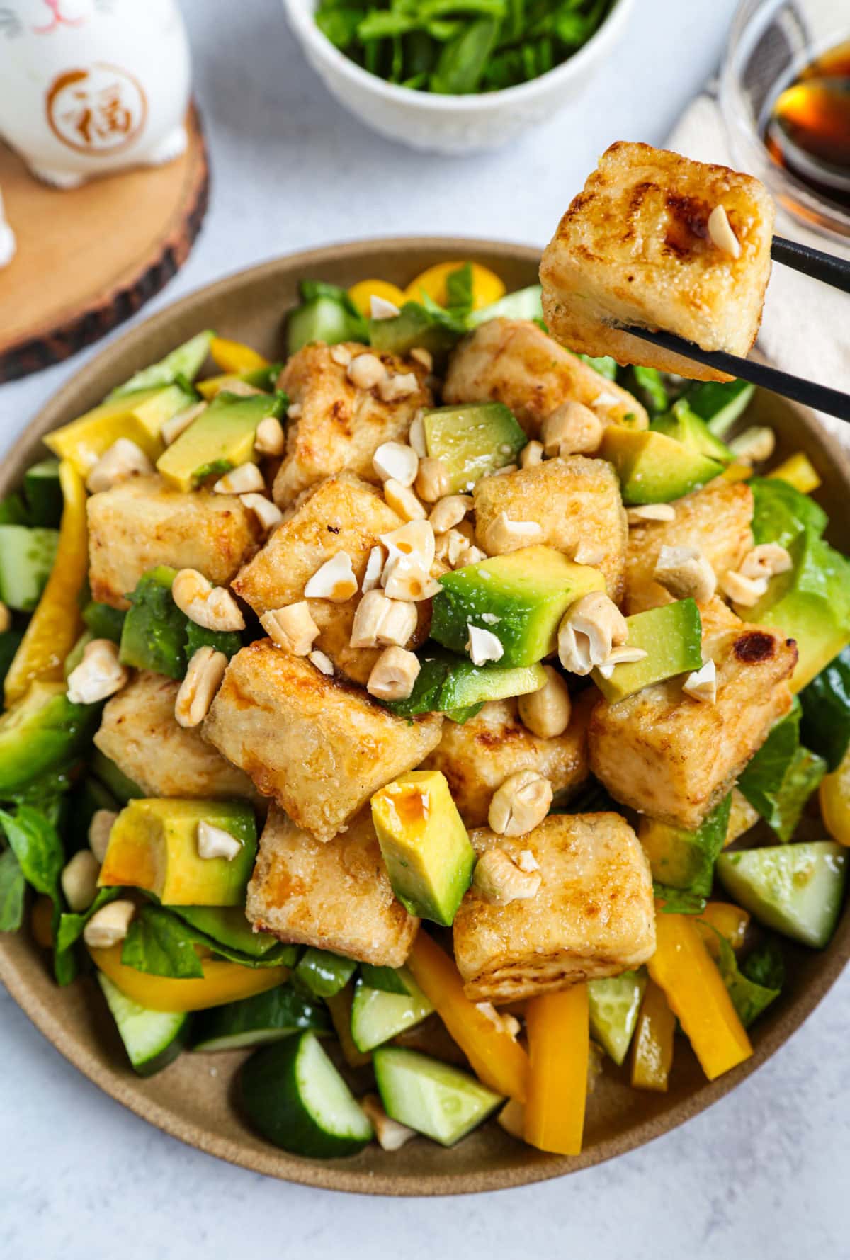 Crispy tofu salad
