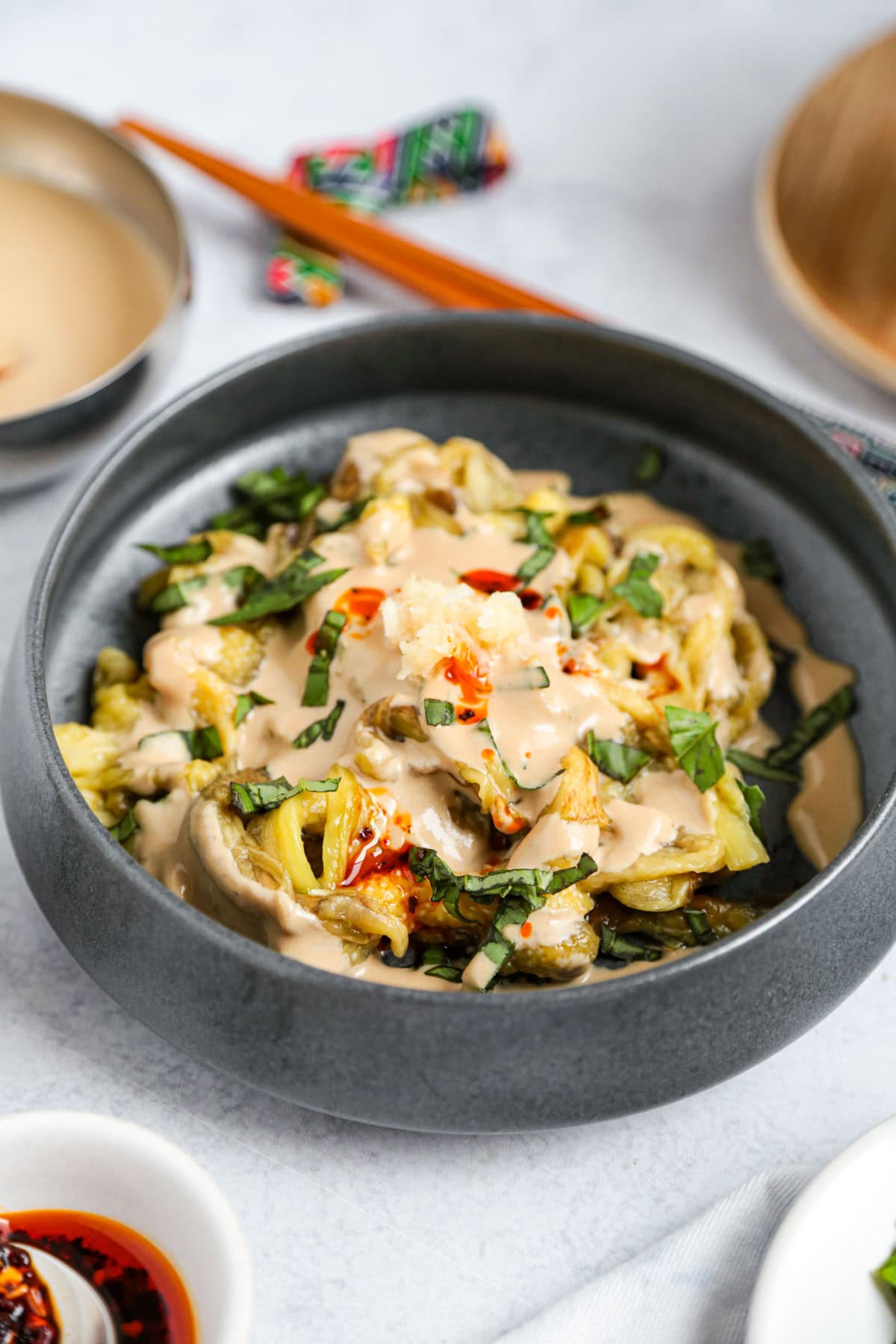 Beijing style eggplant with sesame sauce