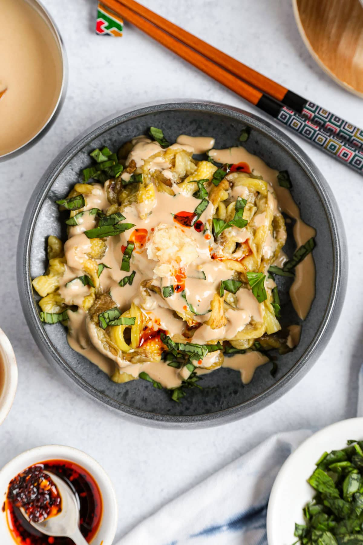 Beijing style eggplant with sesame sauce