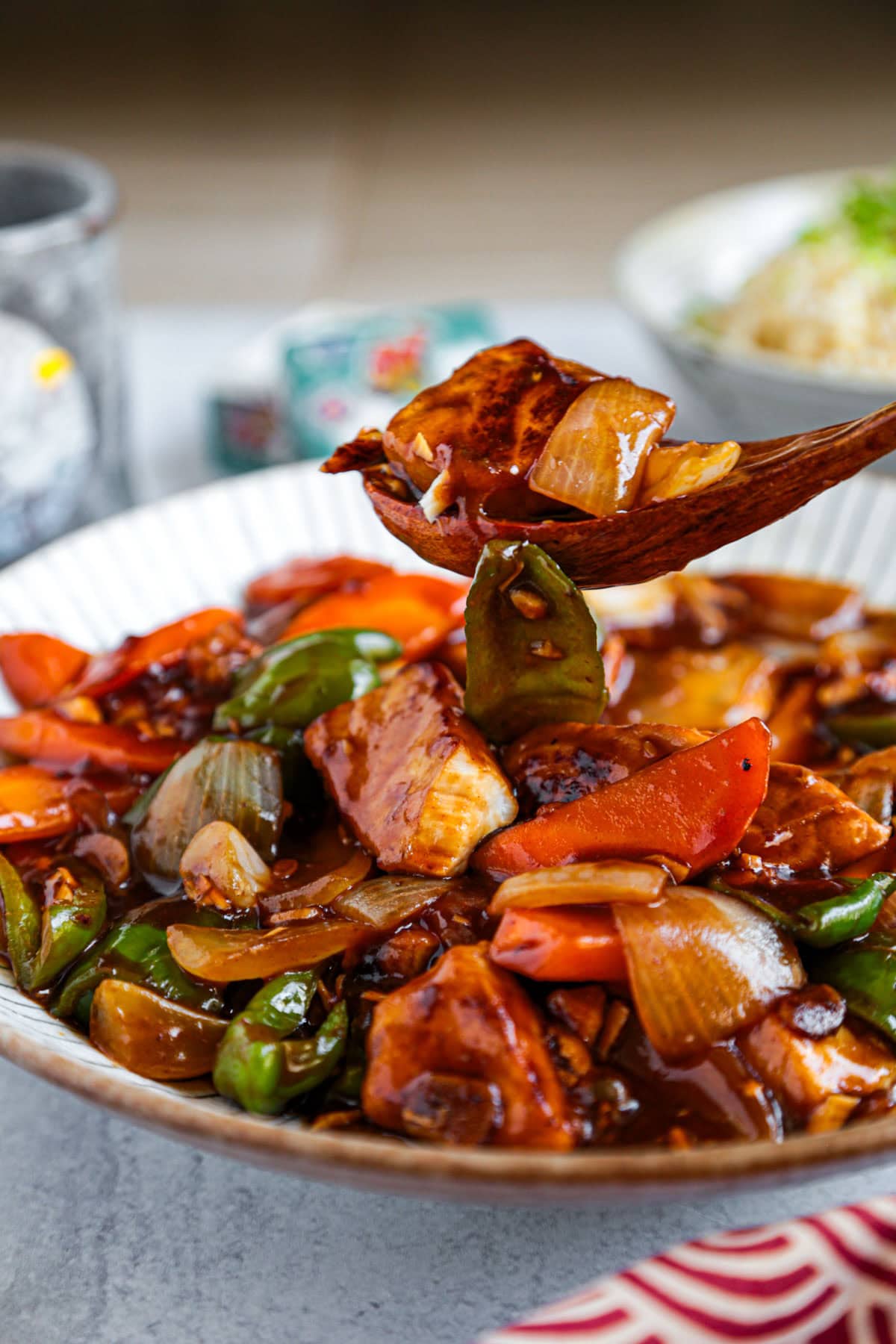 Black vinegar fish stir fry