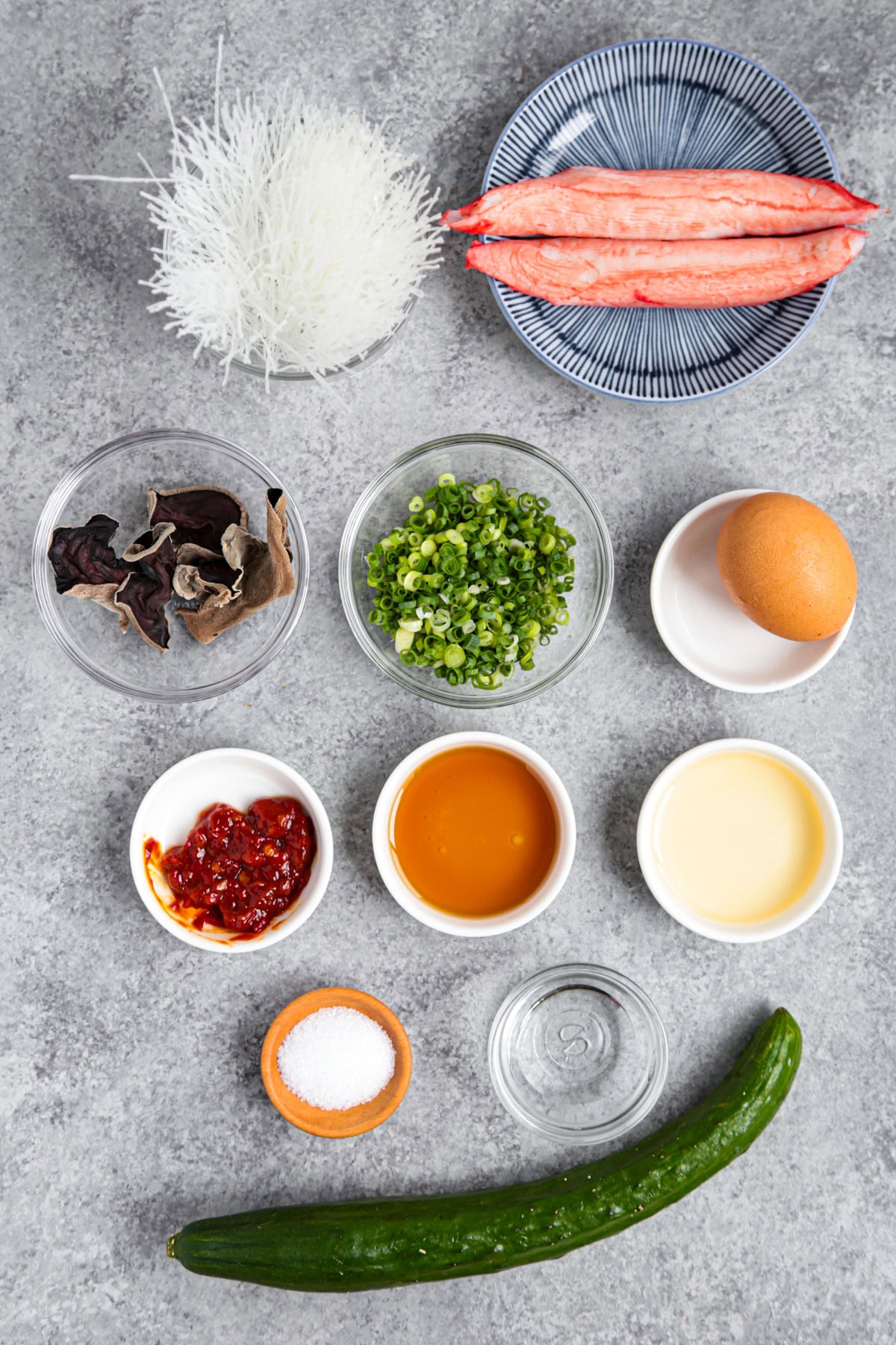 ingredients for glass noodle salad