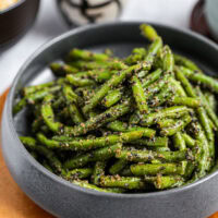 green beans with black sesame sauce
