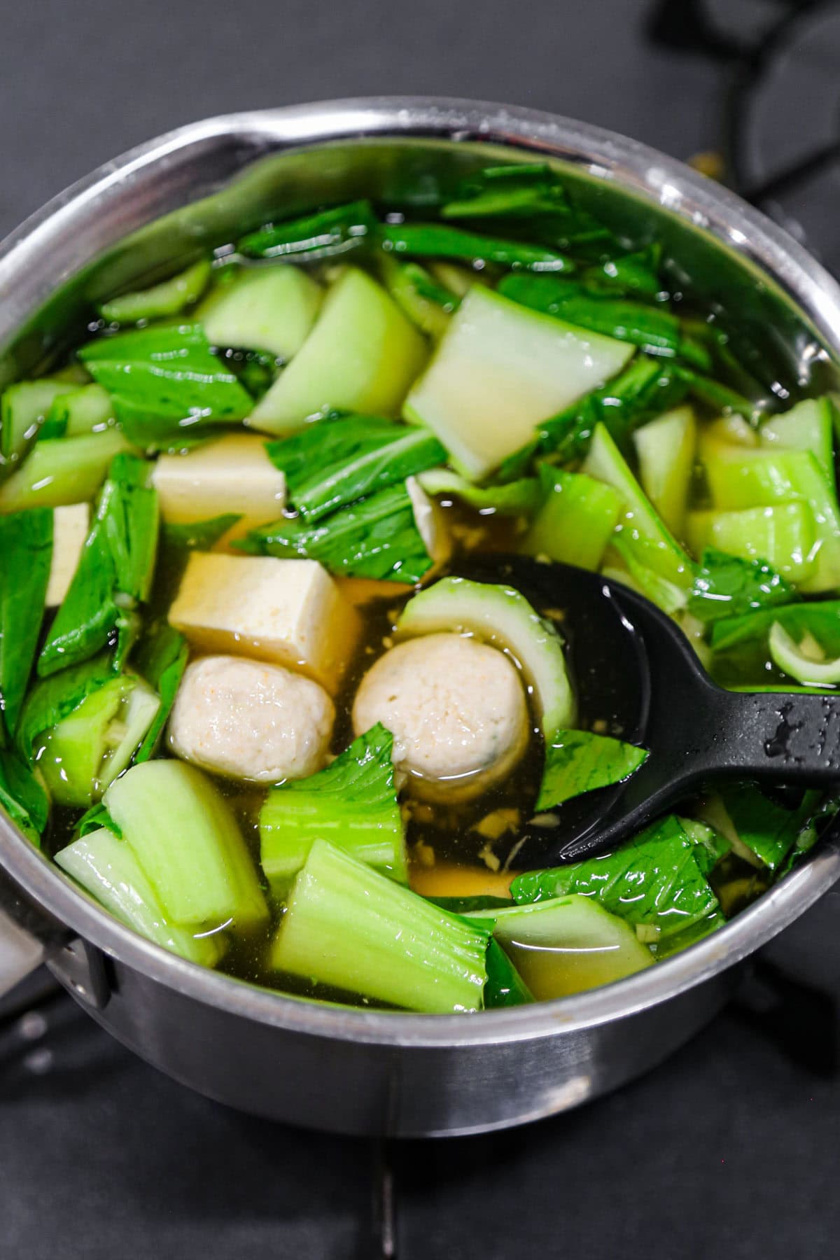 bok choy with tofu and fish balls