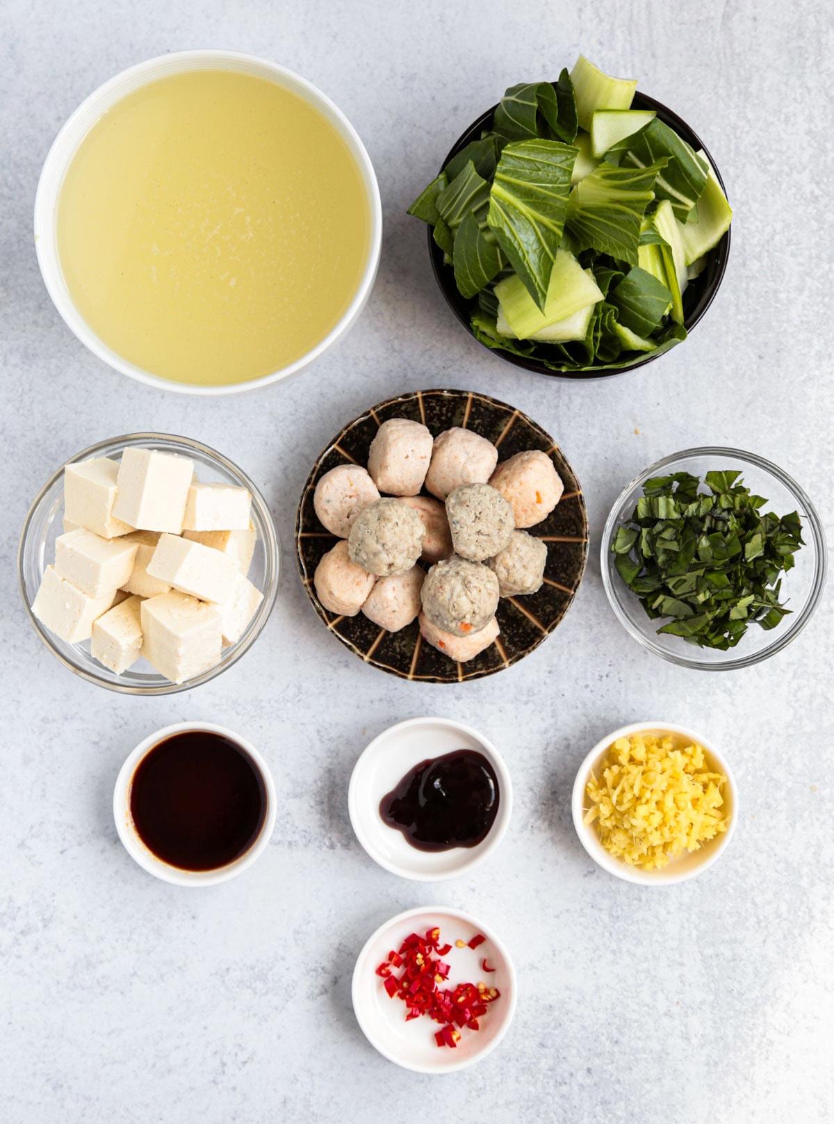 Ingredients for fish ball soup
