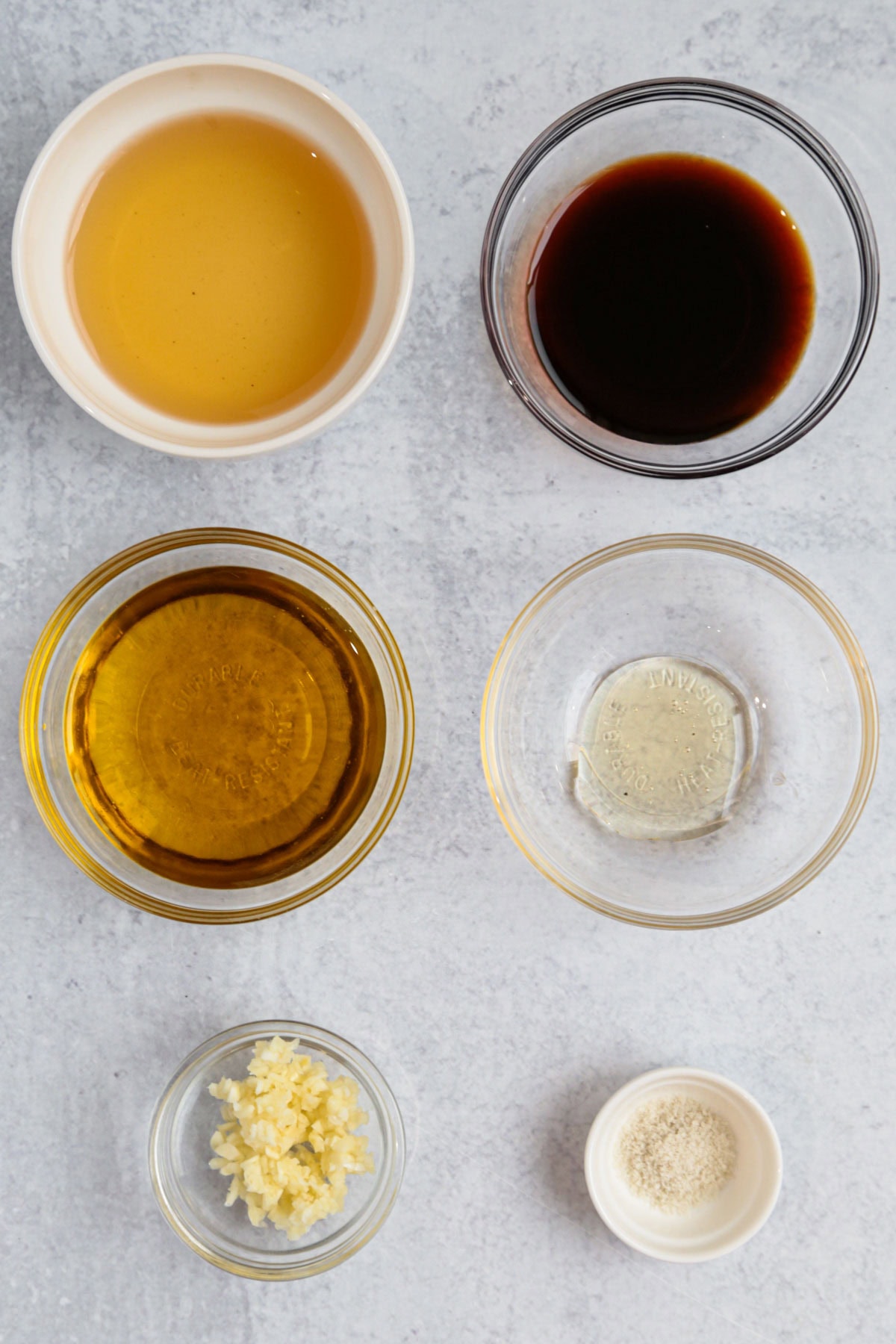 Ingredients for soy garlic dressing