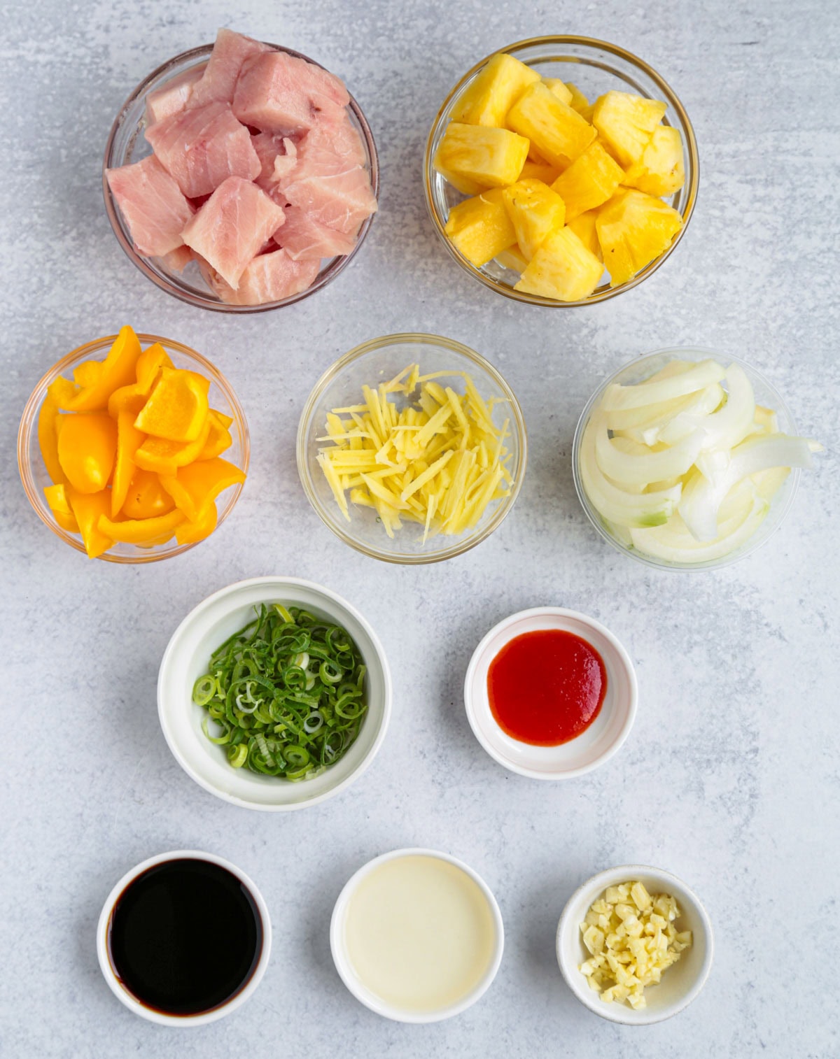 Ingredients for Fish pineapple stir fry