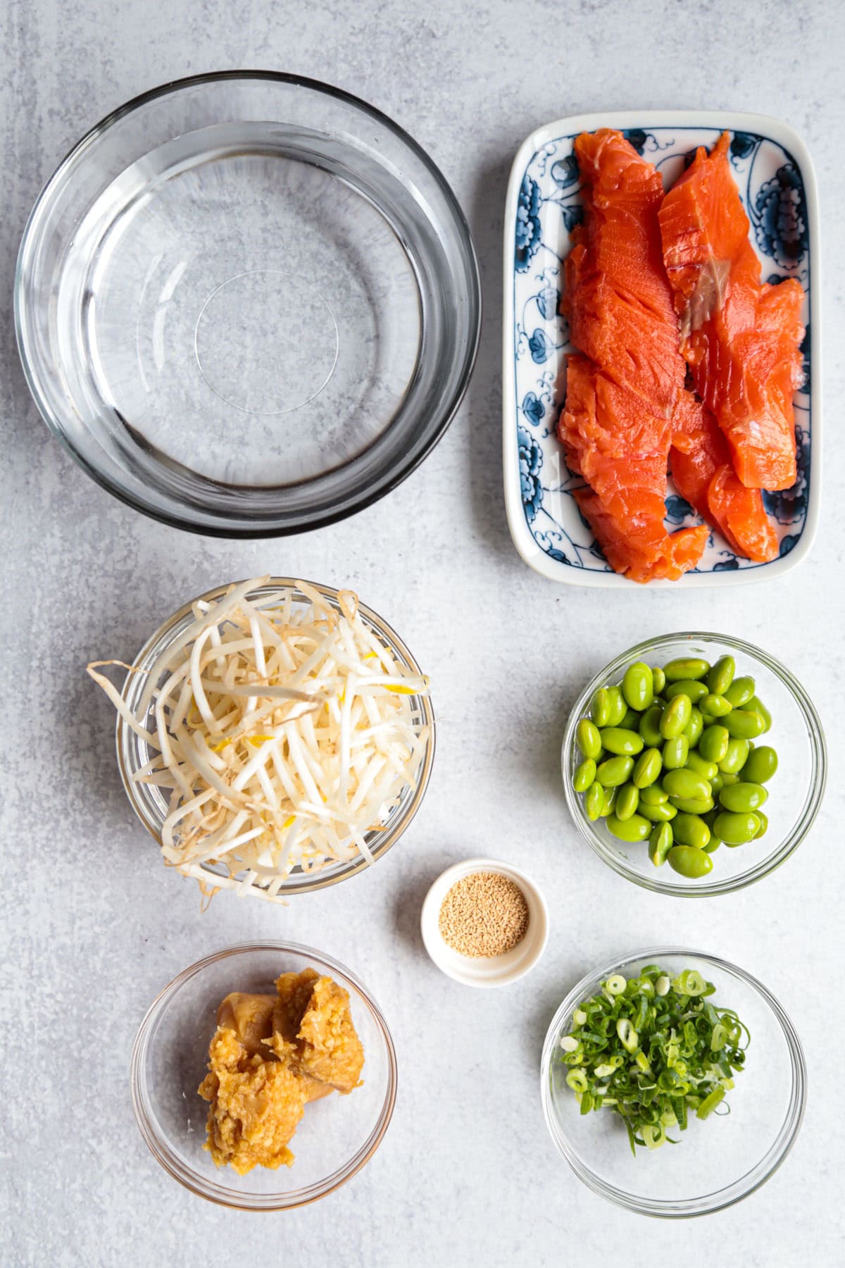 ingredients for salmon miso soup