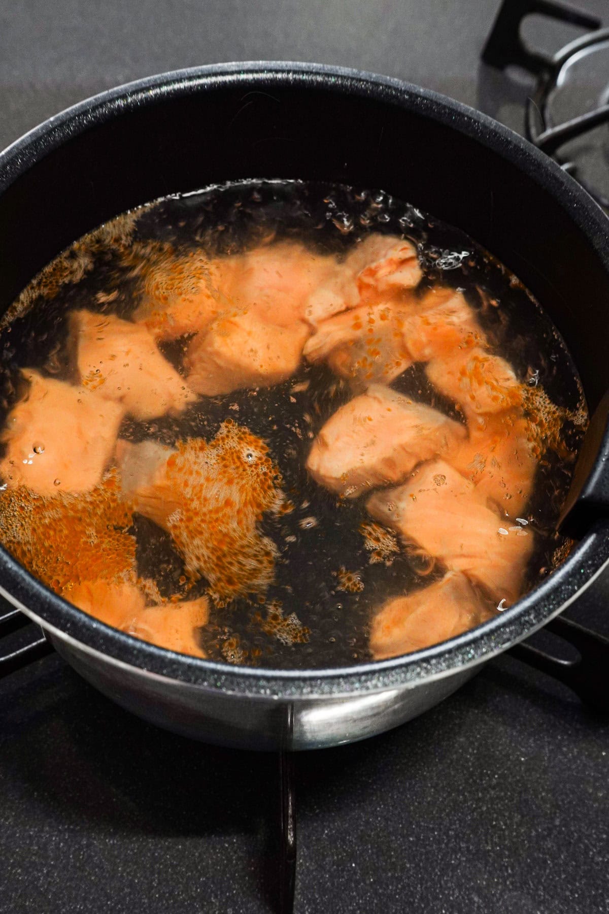 boiled salmon fillets