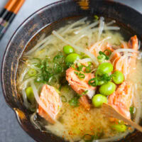 high-protein miso soup with salmon